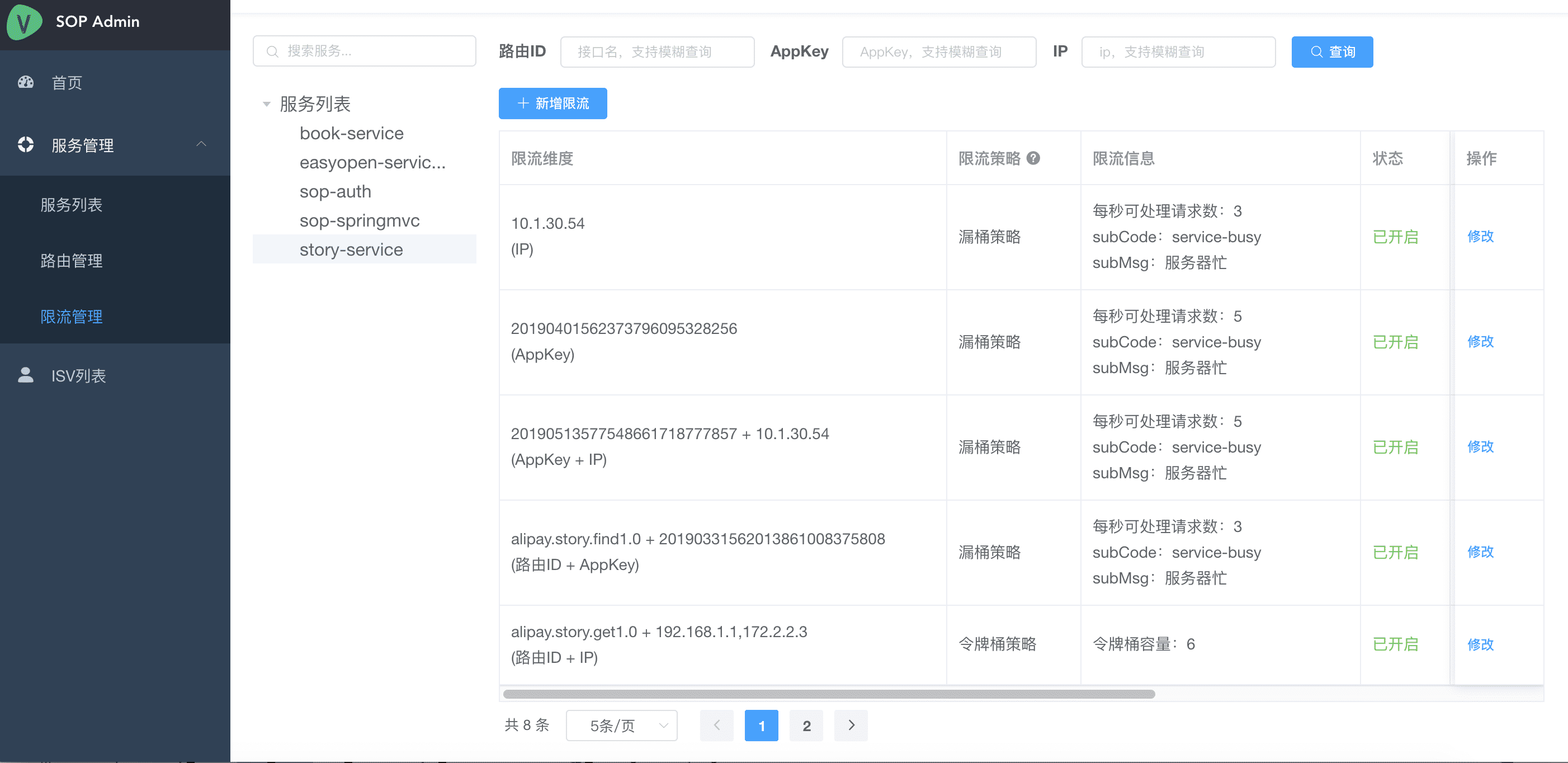 限流配置